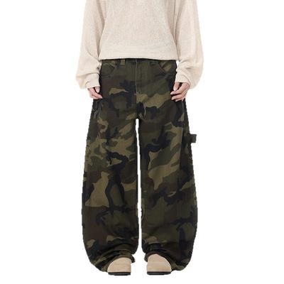 American Camouflage Scimitar Pants for Men and Women Couples Loose and Versatile Curved Jeans Work Pants