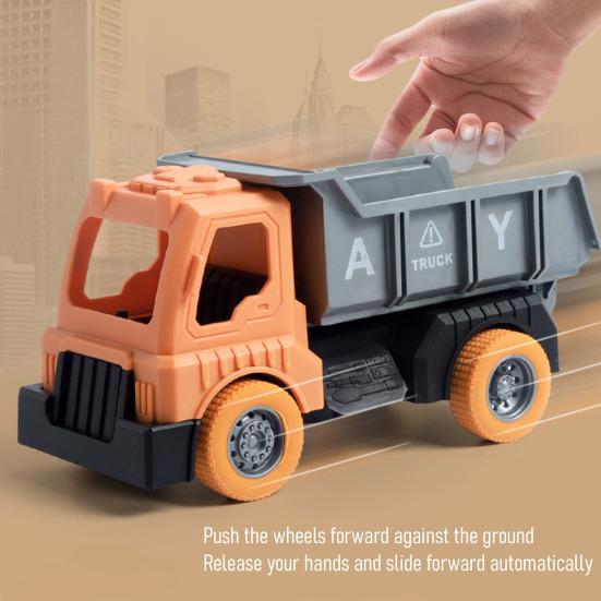 1/4 Stück Kinder Baufahrzeug Spielzeug Trägheitsantrieb Bewegliche Gelenke Ingenieurfahrzeug Kleinkinder Lernbagger Bulldozer Kipplaster Mischwagen