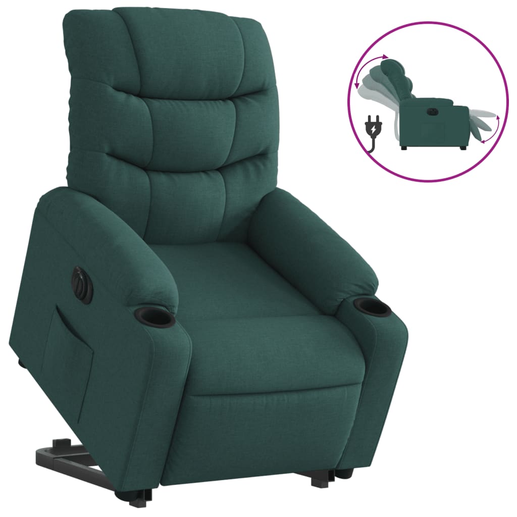 Vidaxl Lift Recliner Massage Chair, Electric, Reclining, Green