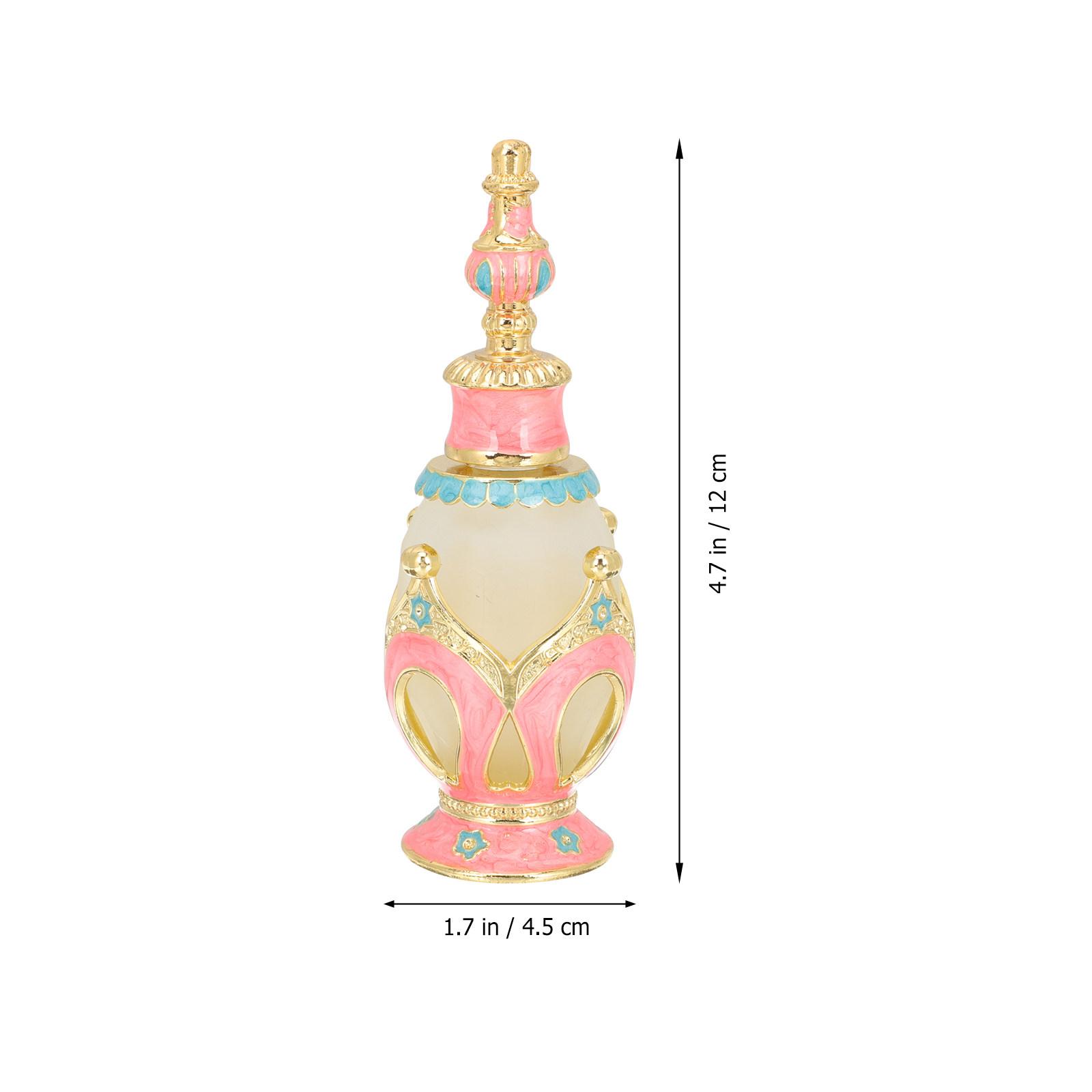 

Decorative Glass Perfume Bottle Alloy Aroma Container Empty Refillable Essential Oil Diffuser Travel Sub Bottle Gift рожевий