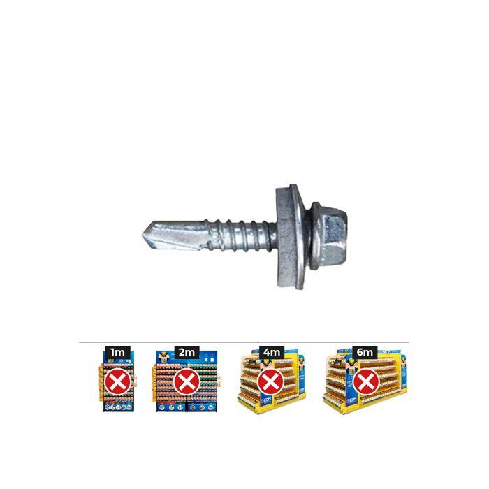 Boîte 200 Unité. Vis 7301 Pointe Perceuse Tête Hexagonale 6,3x25 Mm Rondelle Epdm 19 Zinguée