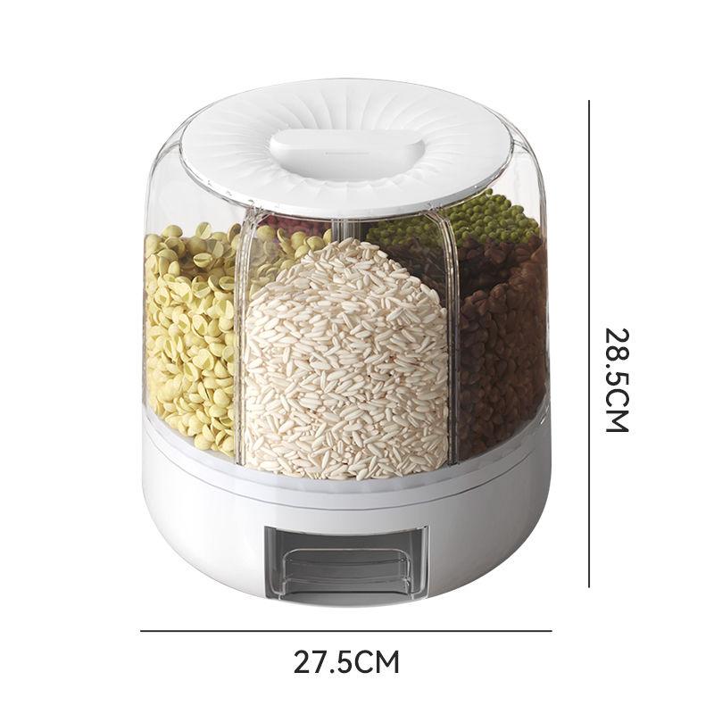 Drehbarer Reiskübel für den Haushalt, Insekten- und feuchtigkeitsbeständig, Getreidevorratstank mit großer Kapazität