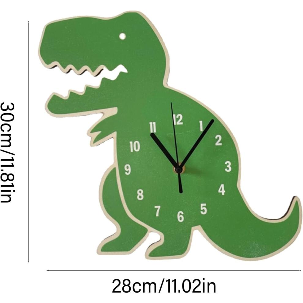 Cartoon Wall Clock Silent Movement Dinosaur Shaped Kids Clock For Kid Rooms Playrooms Boy