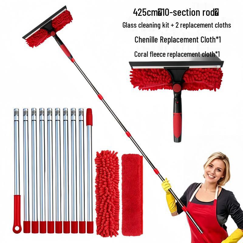 2-in-1 Double-sided High-rise Window Cleaning Squeegee and Wiper