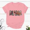Cute Leopard Mama Crewneck Short Sleeve Tshirt Motherhood Classic Top Mom Life Shirt Pregnancy Gift Flowers Retro Mama Tshirts