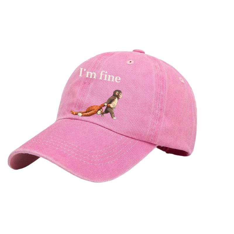 Punch Monkey Print Baseball Cap For Men And Women Unisex Adjustable Wash Cotton Sun Hat With Cartoon Pattern Daily Wear