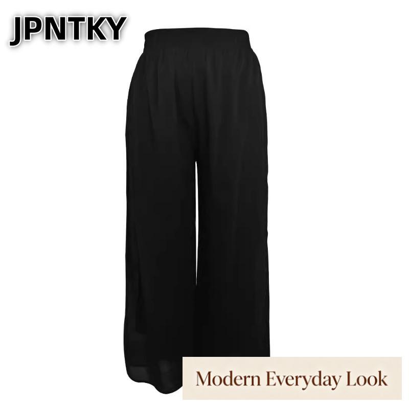 JPNTKY Women's Fashion Casual Solid Color Print Pants & Capris