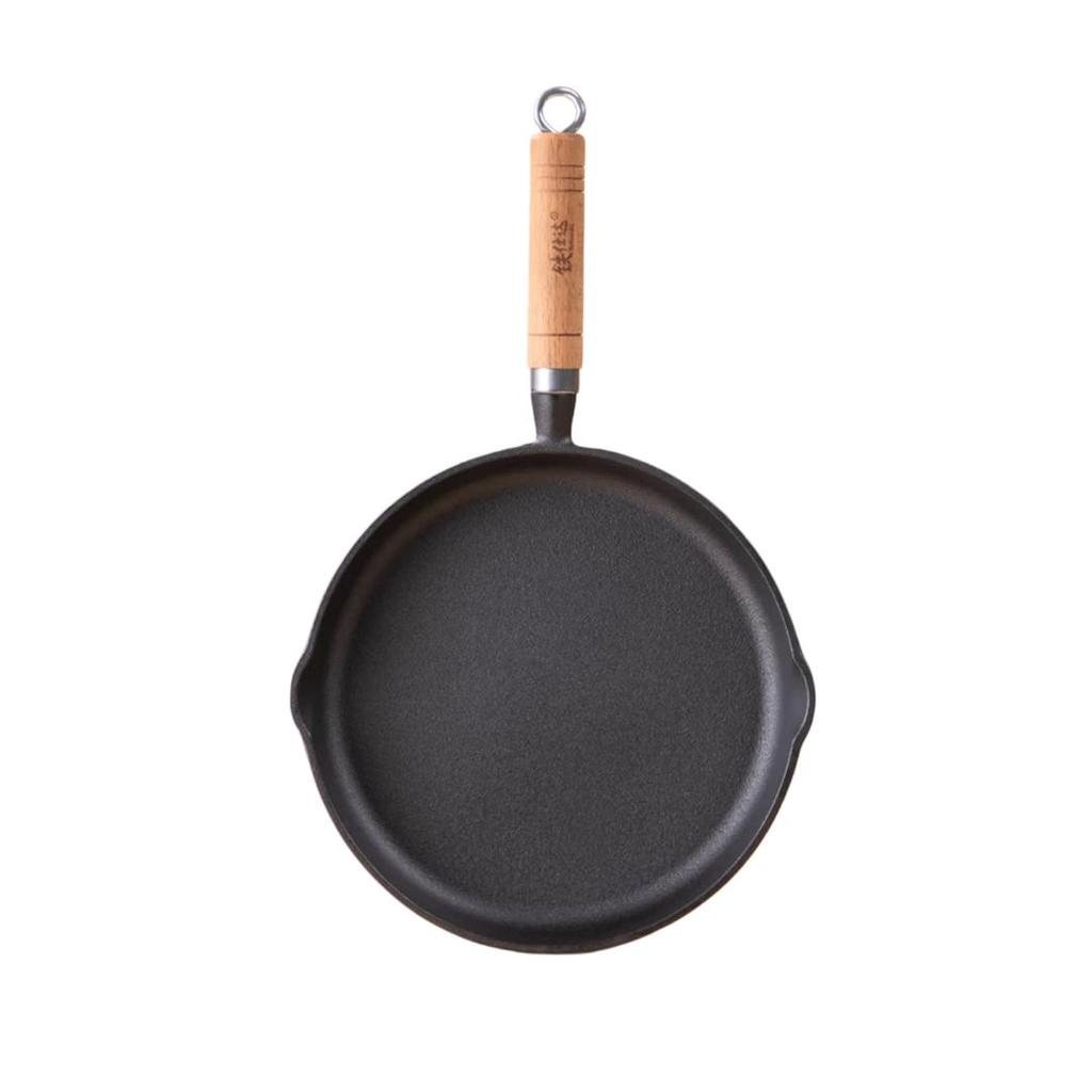 Telssida Thick Cast Iron Skillet, Uncoated Steak Pan, Non-Stick Frying Pan, Raw Iron Mini Breakfast Pan, 20cm, No Lid