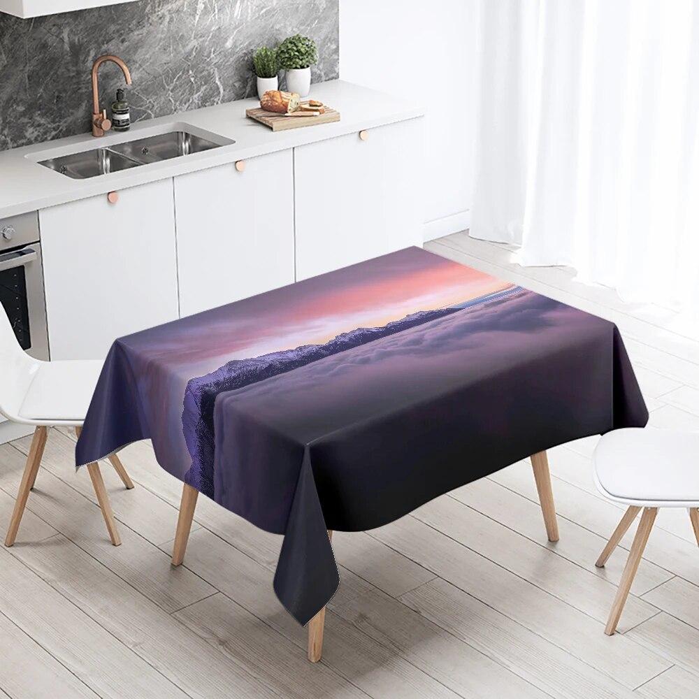 Mountains and Lakes Scenery Tablecloth Outdoor Camping  Antifouling Waterproof Home Kitchen Table Decoration