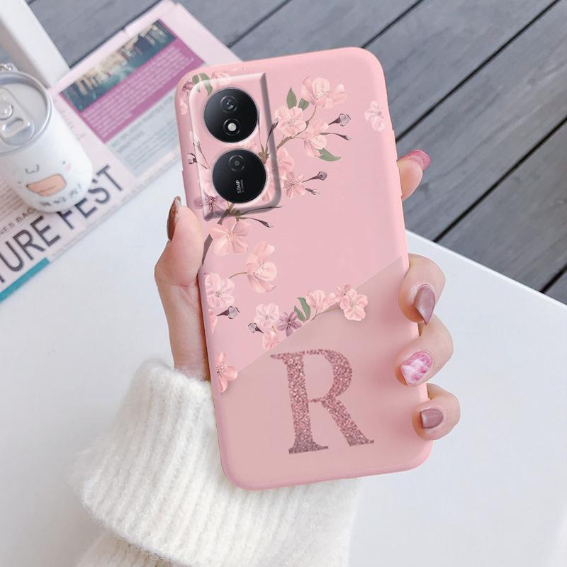Letter Flower Phone Case For Honor X7b 4G 5G Shockproof TPU Bumper Soft Silicone Cover For HonorX7B Shell HonorX7 B X 7B Fundas