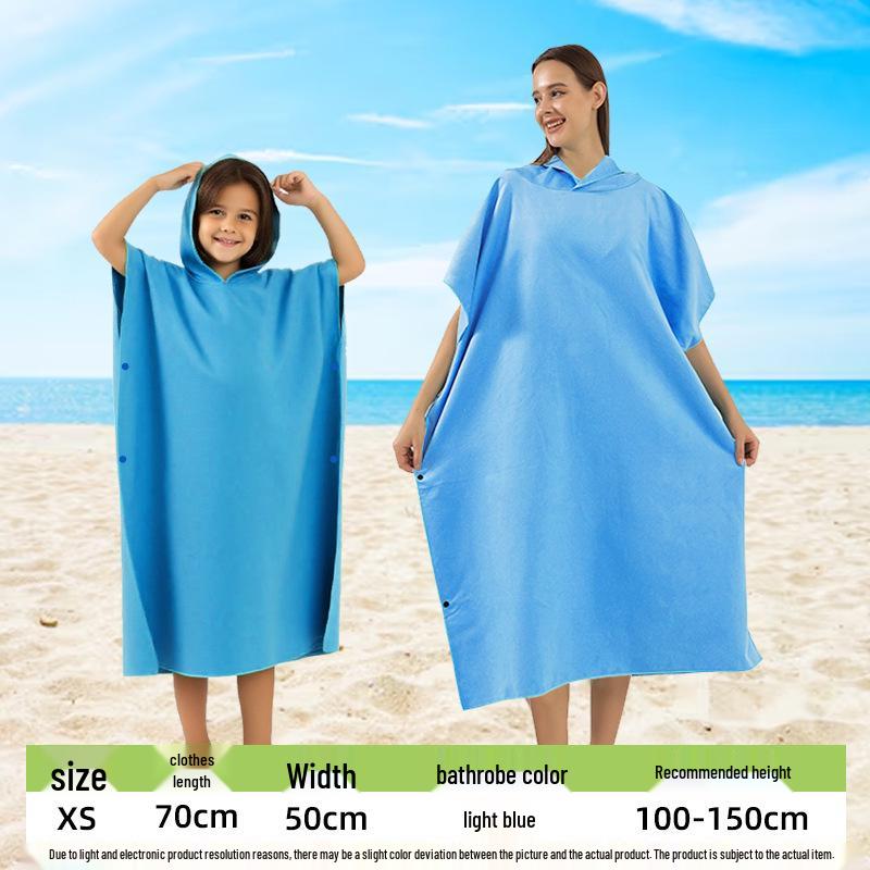 Ultrafine Fiber Hooded Beach Bathrobe and Portable Changing Towel