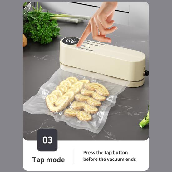 Mini Wireless Vacuum Sealer Portable Handheld 60kpa Strong Suction Fast Seal USB Rechargeable Food Sealing Machine