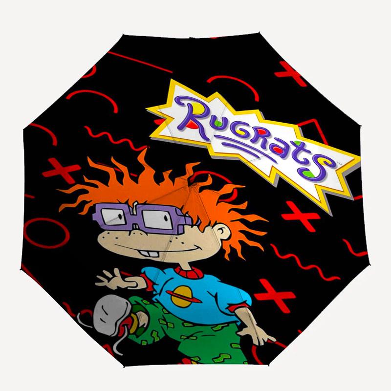 Rugrats, Tommy Themed Automatic Opening and Closing Umbrella, Compact Travel Umbrella, Lightweight and Portable, Suitable for Beach Commutin