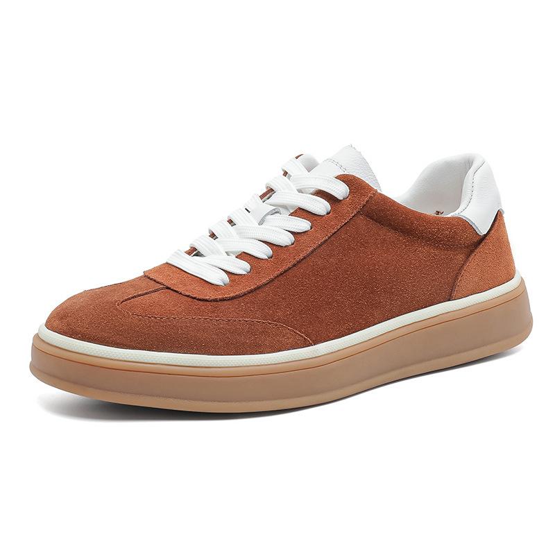 New Men Genuine Leather Casual Shoes Street Fashion Flat Skate Shoes Young Man Lace-up Sneakers