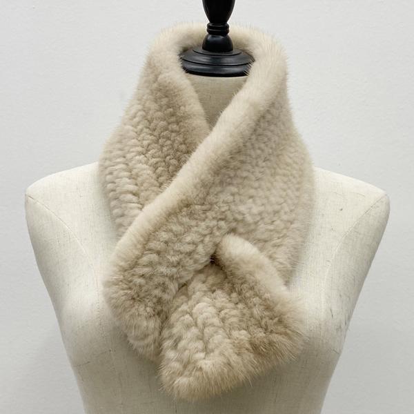 

Вязаный шарф из норки для женщин, зимние теплые мягкие женские шали, стильный однотонный шарф 80 см x 12 см бежевый