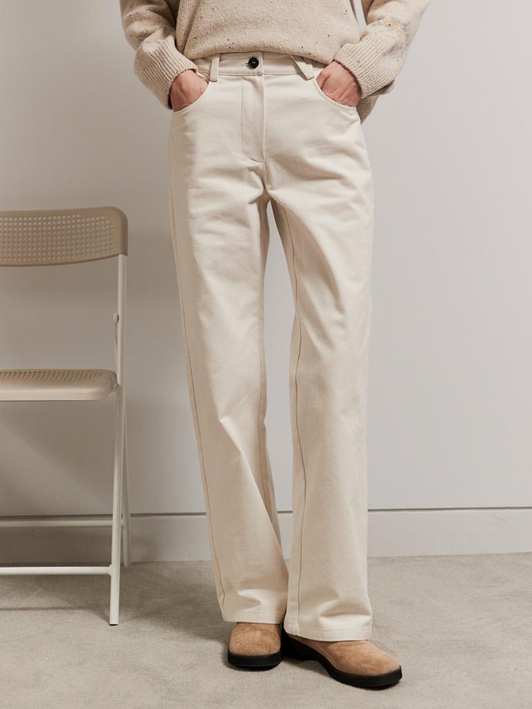 OUEL Semi Wide Cotton Pants_Cream