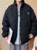 Men's Retro Diamond Lattice Cotton Padded Baseball Jacket - Trendy Stand Collar Winter Coat