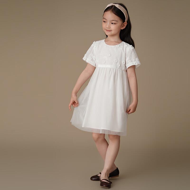 Hacikis Mädchen Sommerkleid aus bestickter weißer Gaze