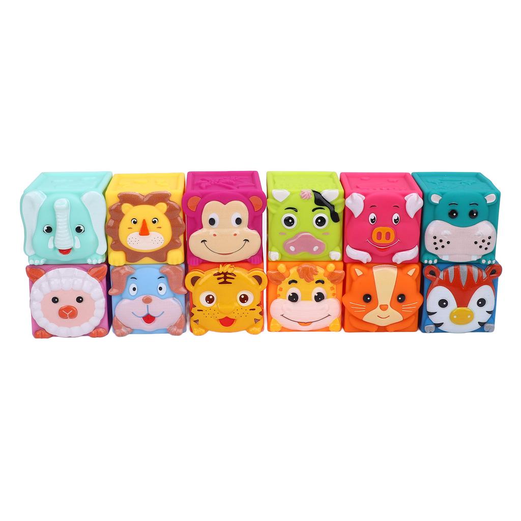 12 Pcs Baby Blocks Stacking Building Toys Educational Animal Stacking Blocks Toy Developmental