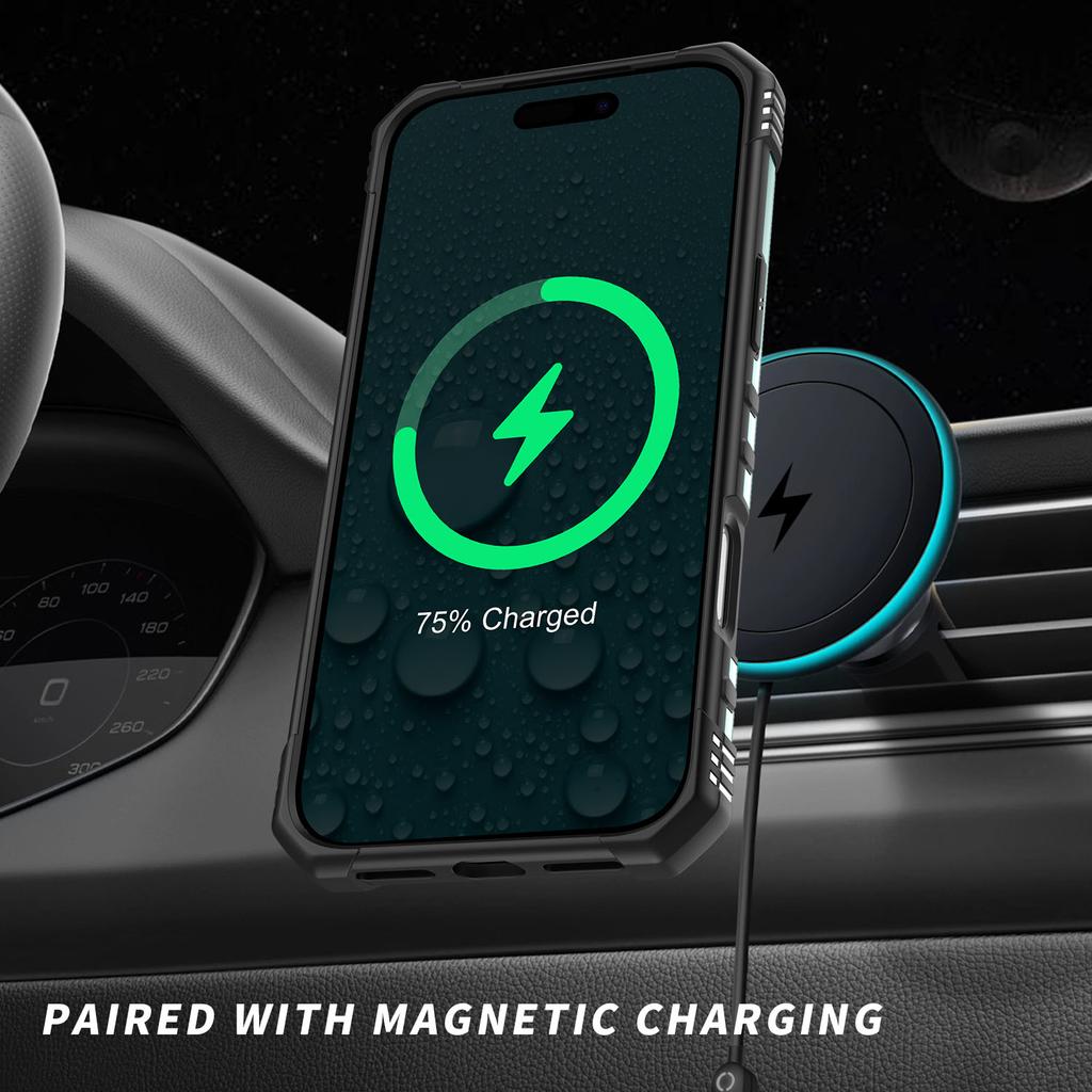 For iPhone 17 Pro Case Compatible with MagSafe Four Corner Airbags PC + TPU Phone Cover