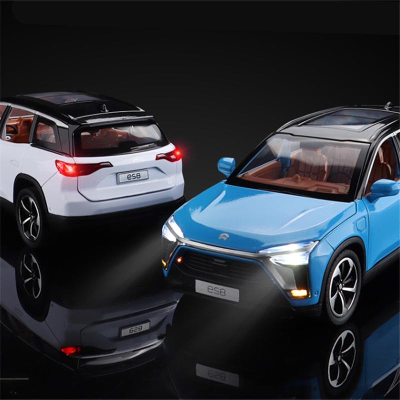 1/24 NIO ES8 SUV Alloy New Energy Car Model Diecast Metal Toy Vehicles Car Model High Simulation Sound and Light Childrens Gifts
