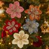 Glitter Christmas Poinsettia 20cm Sequin Floral Xmas Tree Ornaments  Home Decoration