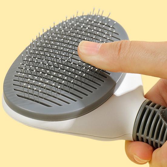 Self-Cleaning Cat Grooming Comb Stainless Steel Teeth Dog Detangling Comb with Anti-Slip Handle Deshedding Brush for Long Short Hair Pets