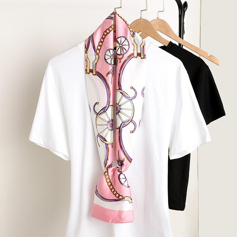 Luxury Ribbon Silk Scarf 15*145Cm Red Headband Neckerchief Foulard Hair Scarfs Neck Tie Lady Skinny Scarves Soft Satin