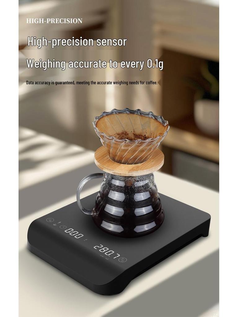 Rechargeable Smart Coffee Scale - 3kg Capacity, 0.1g Precision, Fast Charge & Timer