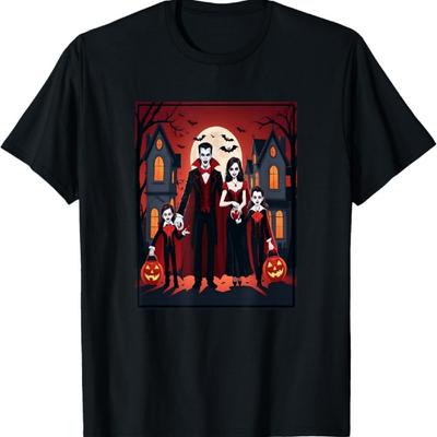 Dracula's Family Trick-or-Treating On Halloween Night T-Shirt