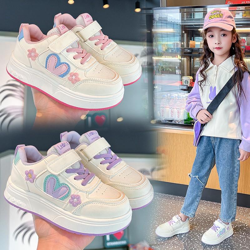 Girls Casual Sneakers Floral Design Soft Sole Kids Fashion Shoes Ages 4-12