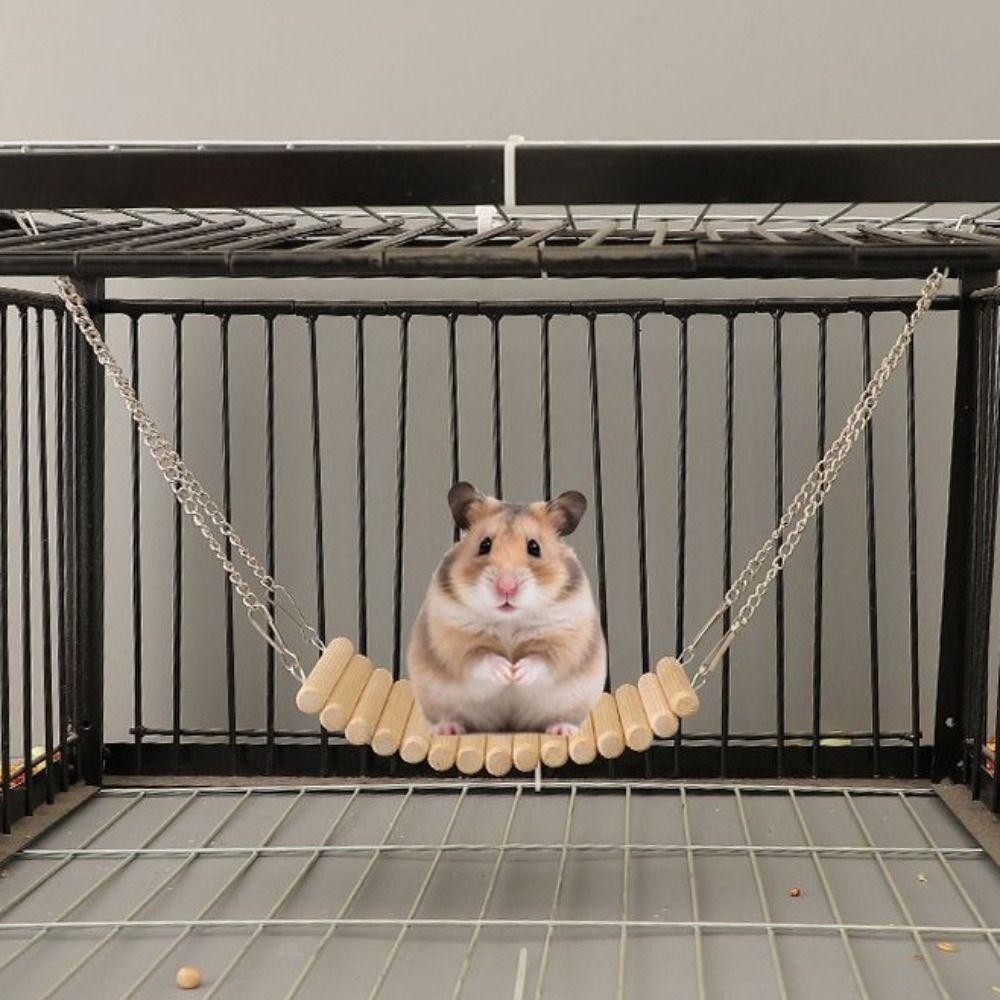 Easy To Install Hamster Hammock Toy Wood Parrot Training Bridge  for Parakeets Budgies Cockatiels