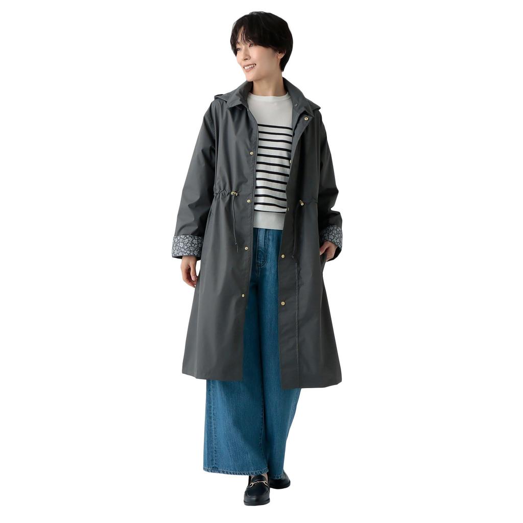 Afternoon Tea Living Stand Collar Charcoal Gray Raincoat/Poncho JK16, Raincoat,