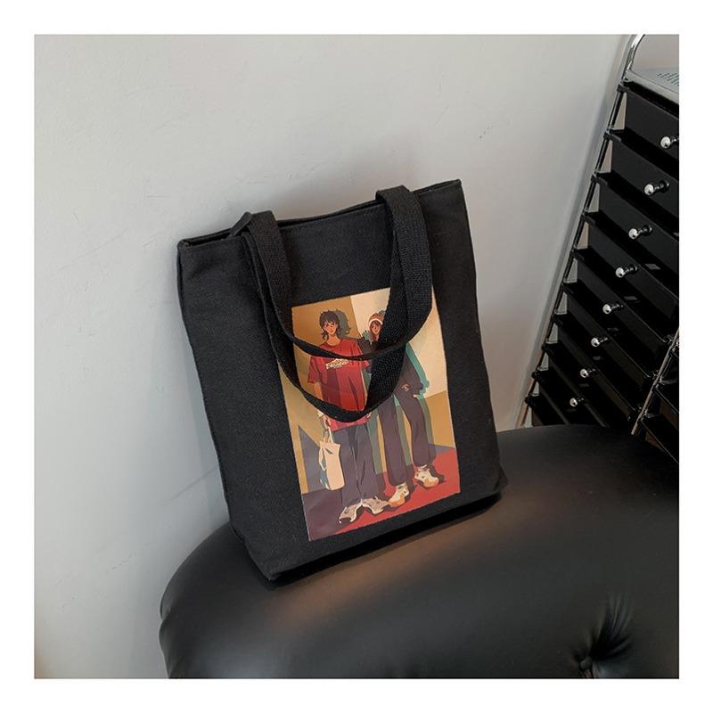 

Простая холщовая сумка новая маленькая свежая модная сумочка студенческая литературная сумка-мессенджер тренд one size fits all чёрный