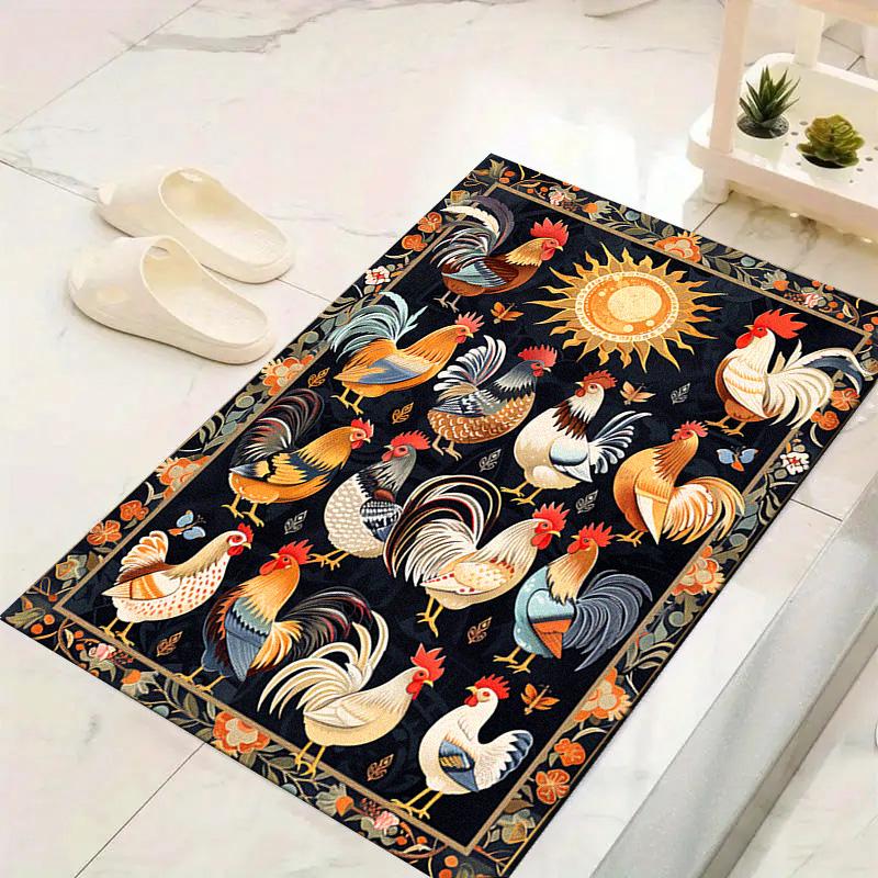 Vintage Chicken Art Carpet Rug for Living Room Bedroom Home Sofa Decoration,Kids Play Non-slip Floor Mat