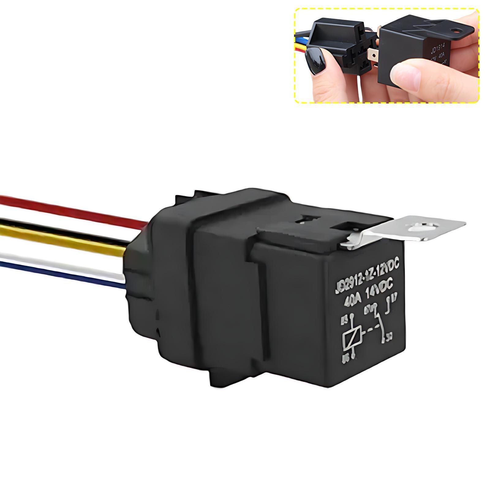 

5/1pcs Waterproof Automotive Relay 12V 5Pin 40A with Harness Relay Socket for Car Truck Boat Marine Black Red Copper Terminal