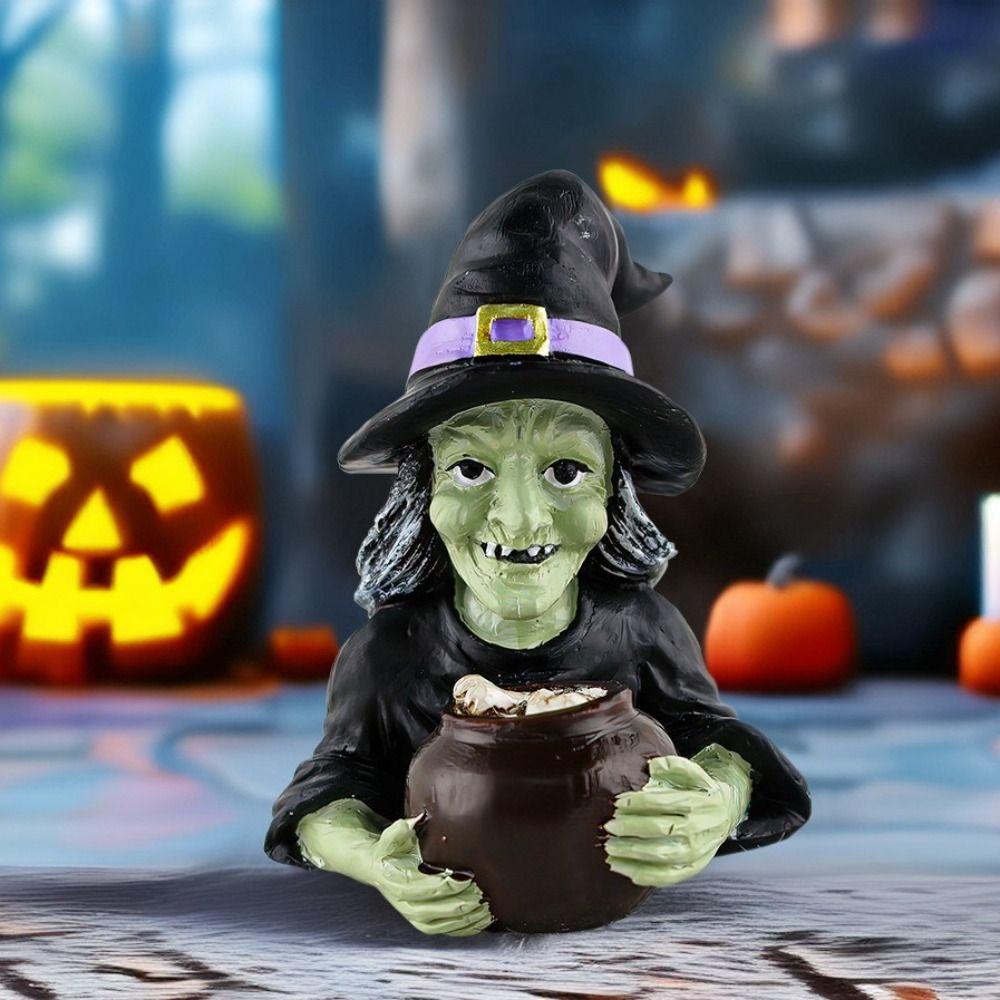 

Готический Мини Череп Ведьма Паук Статуя Смола Хэллоуин Украшение Уличные Украшения Сада