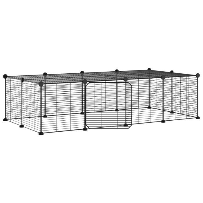 3114058 vidaXL Cage animaux de compagnie à 20 panneaux et porte Noir 35x35 cm