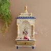 Embossed Painted Wood Mandir: Antique Finish Wall Shrine