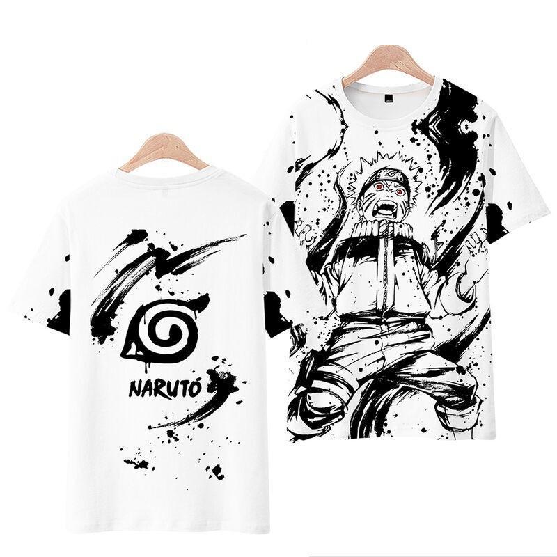 Japanisches Manga 3D-gedrucktes Kurzarm-T-Shirt Sommer Atmungsaktives Polyester Einfaches Rundhals-Oberteil