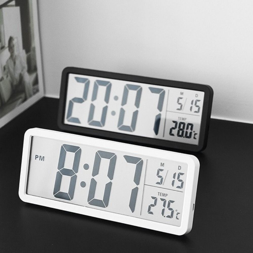Temperature LCD Digital Wall Clock Humidity Desktop Clock Electronic Clock  Office Decoration