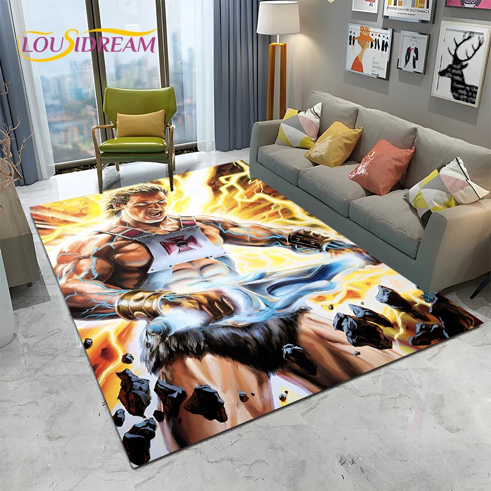 3D Retro Cartoon He Man Masters of Universe Carpet Rug for Home Living Room Bedroom Sofa Doormat Decor,kid Area Rug Non-slip Mat