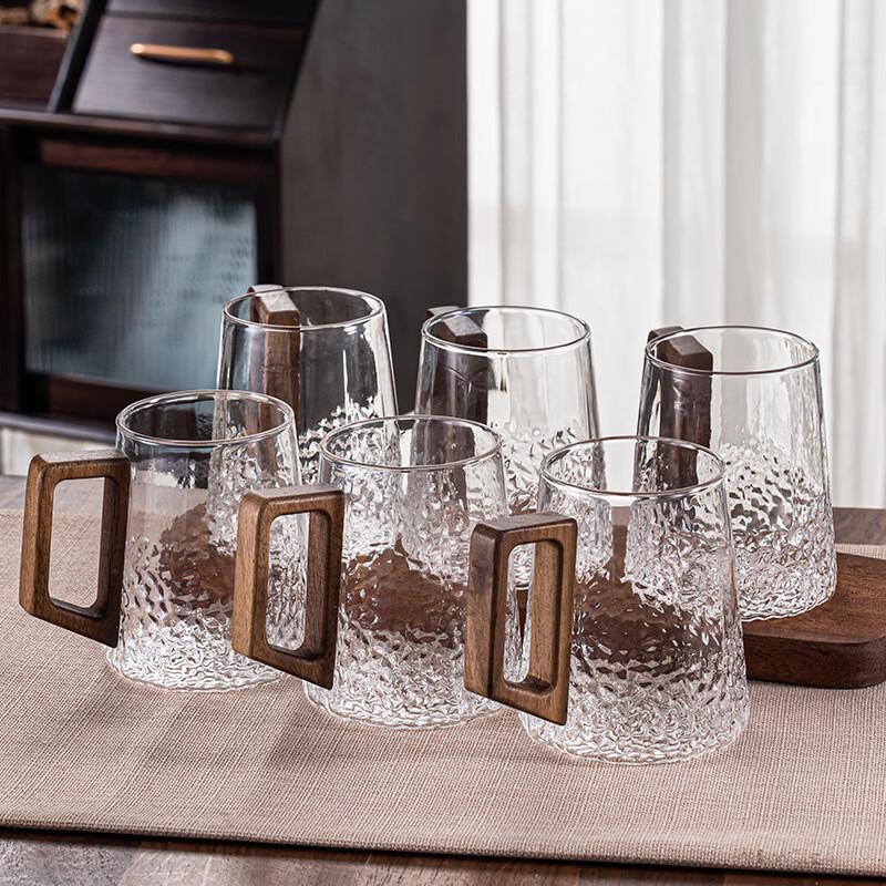 Heat-Resistant Glass Cup Set with Wooden Handle