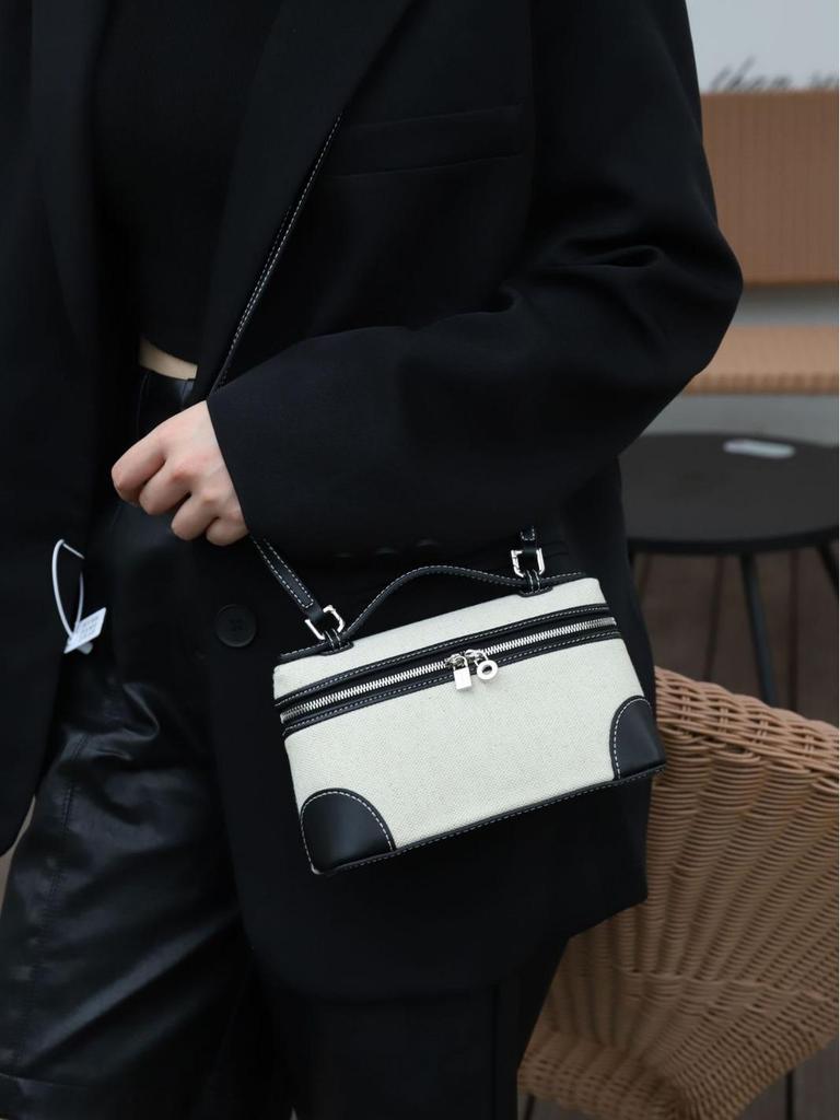 2025 Women's Canvas Patchwork Crossbody Tote - Fashionable Small Square Casual Bag