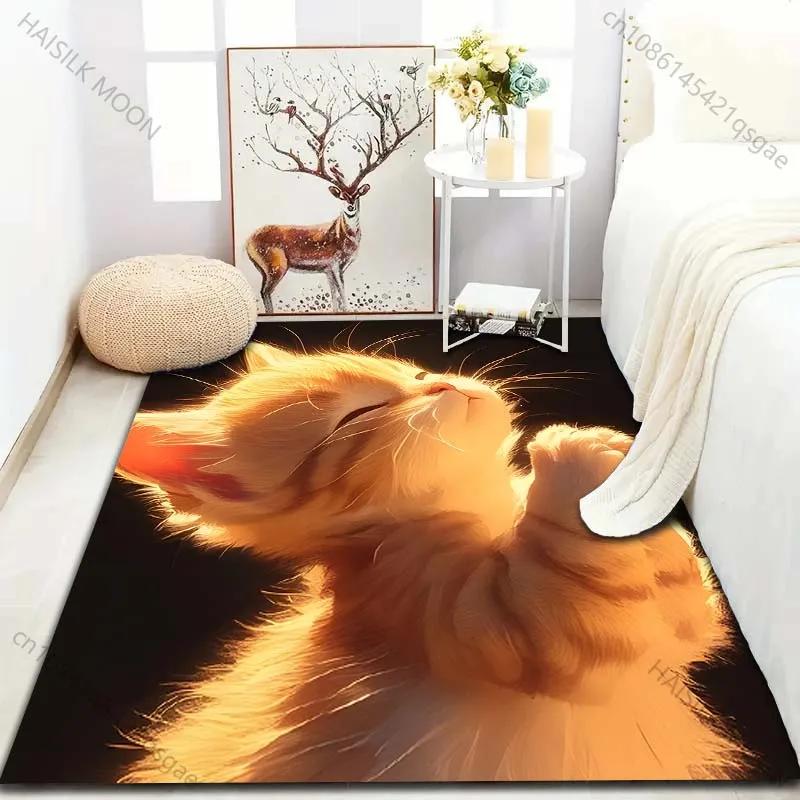 3D Funny Praying Cat Print Carpet for Bedroom Living Room Bedside Sofa Floor Mat Modern Home Decor Play Area Rug Special Gifts