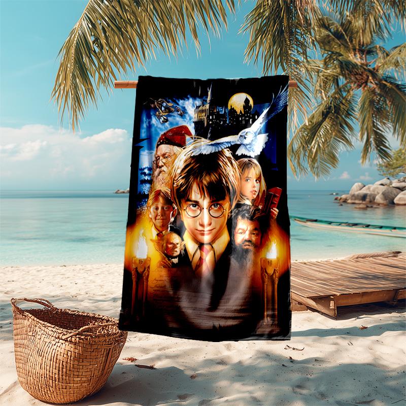 proof beach towel with Harry Potter pattern - soft,absorbent,quick-drying,machine washable - perfect for swimming,camping,bathing