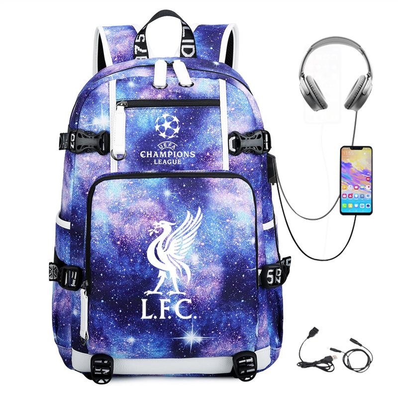 Football Printed Student Backpack Multifunctional Usb Interface Large Capacity Leisure Travel Backpack