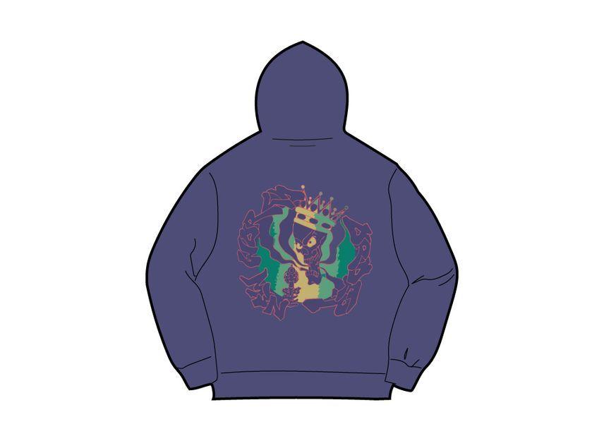 Supreme New World Order Hooded Sweatshirt Washed Navy M