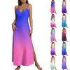 Damen Farbverlauf Nachthemd Sexy Träger Nachthemd Schlitz Sexy Dünn Haus Outfit