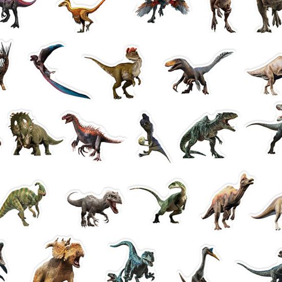 50Pcs/Set Dinosaur Sticker Non-fading Waterproof Self-Adhesive Multiple Patterns Animal Notebook Scooter Storage Box Graffiti Decal Home Appliances